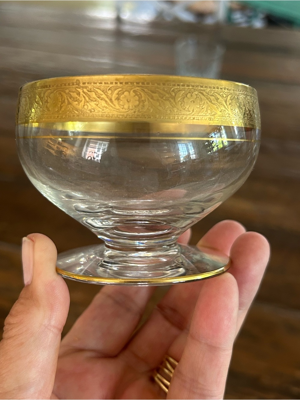 Glastonbury-Lotus Rambler Rose 35 Gold Dessert Bowls - set of 4